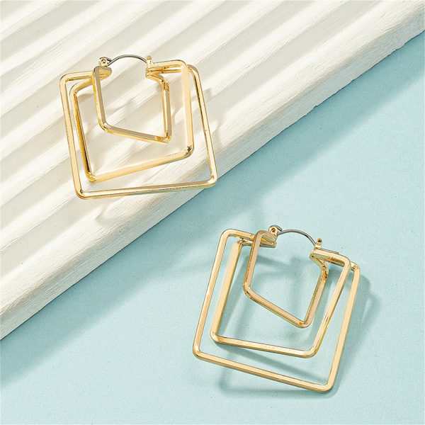 18K Gold-Plated Layered Square Leverback Earrings Online Hot Sale