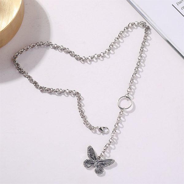 Silver-Plated Butterfly Pendant Drop Necklace on Sale