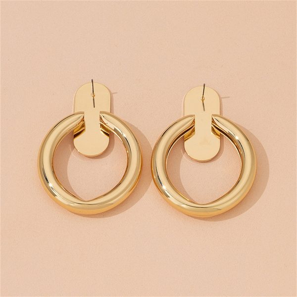 18K Gold-Plated Tube Circle Drop Hoop Earrings Online