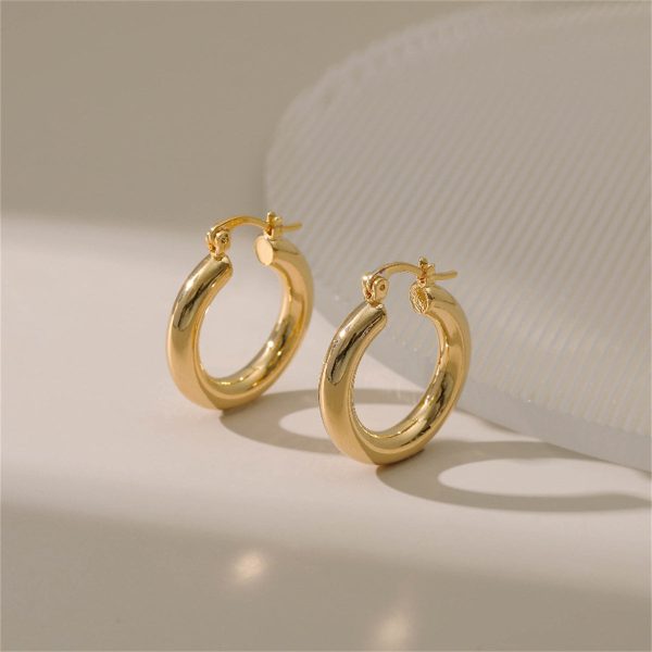 18K Gold-Plated Smooth Tube Huggie Earrings Fashion