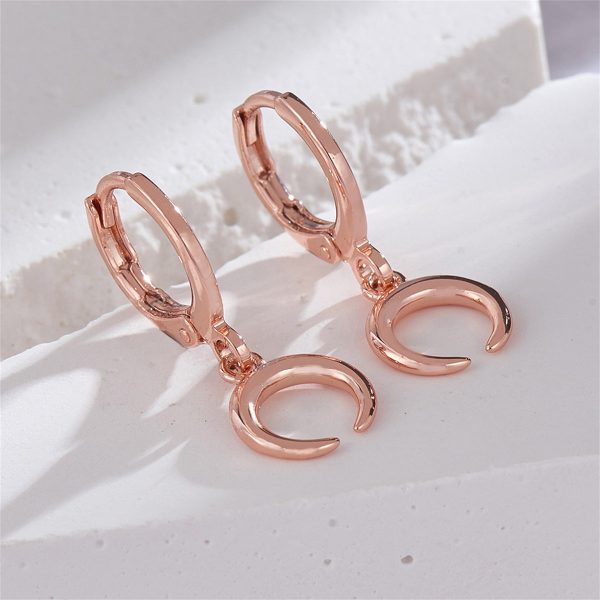 18K Rose Gold-Plated Moon Huggie Drop Earrings Supply