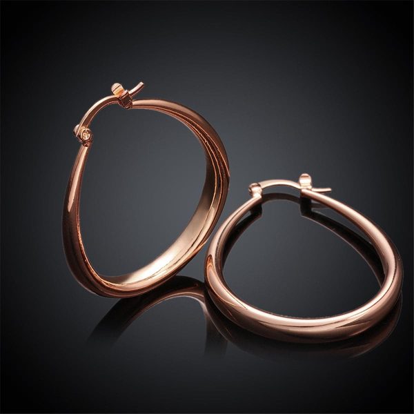 18K Rose Gold-Plated Ellipse Hoop Earrings For Discount