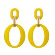 Yellow Enamel & 18K Gold-Plated Openwork Oval Drop Earrings Cheap