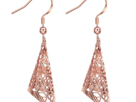 18K Rose Gold Plated Romantic Filigree Drop Earrings Online Hot Sale