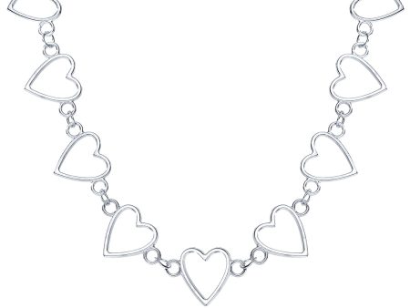 Silver-Plated Open Heart Chain Choker Necklace Online