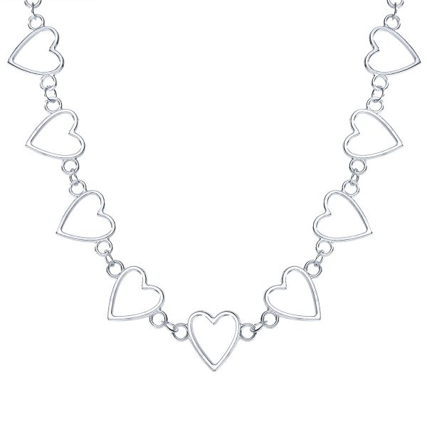 Silver-Plated Open Heart Chain Choker Necklace Online