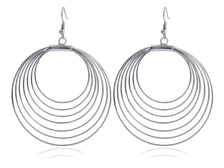 Silver-Plated Layered Hoop Drop Earring Hot on Sale