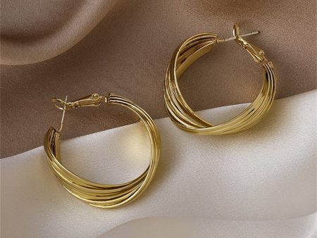 18K Gold-Plated Layered Hoop Earrings For Sale