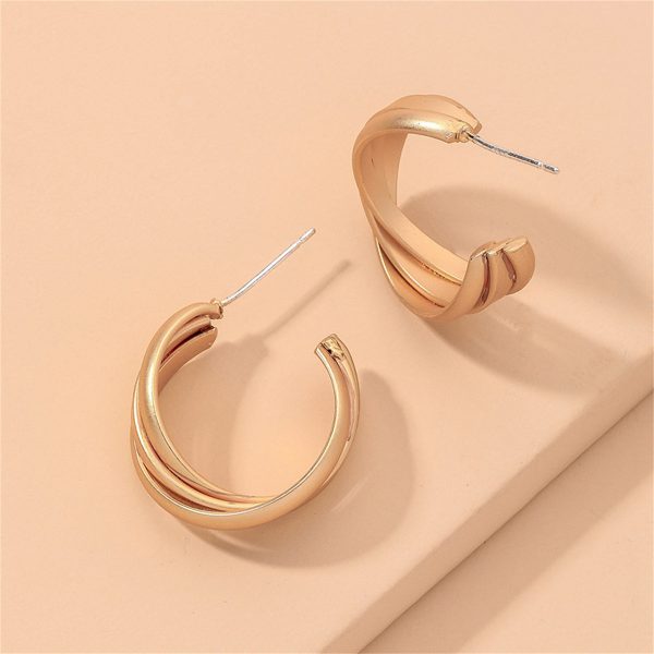 18K Gold-Plated Curved Hoop Earrings Cheap