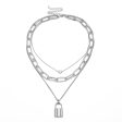 Silver-Plated Heart & Lock Layered Pendant Necklace For Sale