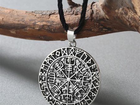 Silver-Plated & Black Compass Pendant Necklace Online Sale