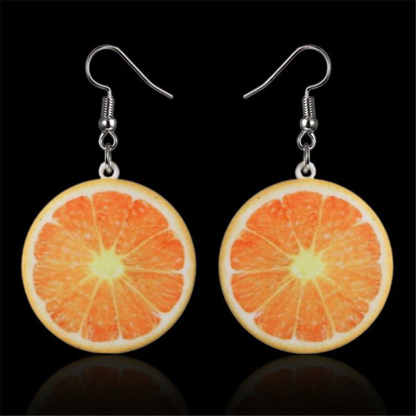 Acrylic & Silver-Plated Orange Slice Drop Earrings Fashion