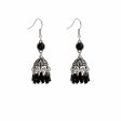 Black Acrylic & Silver-Plated Boho Tassel Drop Earrings Supply