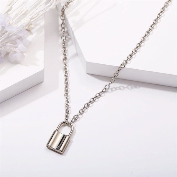 Silver-Plated Lock Pendant Necklace Sale