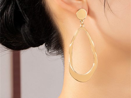 18K Gold-Plated Twisted Open Drop Earrings For Sale