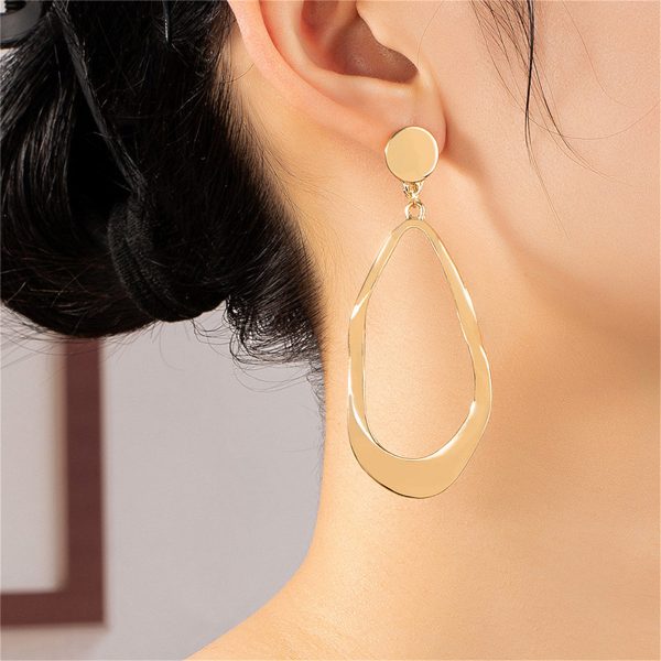 18K Gold-Plated Twisted Open Drop Earrings For Sale