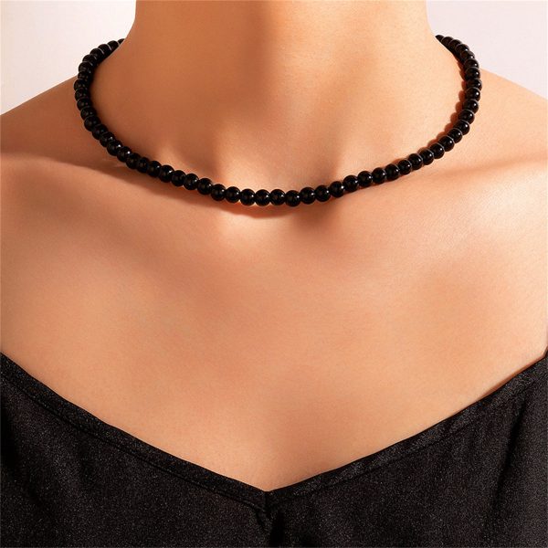 Black Quartz Beaded Choker Necklace Hot on Sale