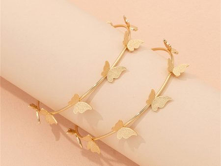 18K Gold-Plated Butterfly Hoop Earrings For Sale