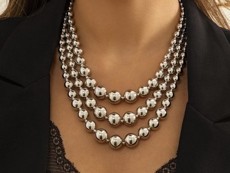 Silver-Plated Bead Chain Layered Necklace Online