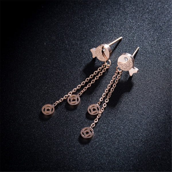 18K Rose Gold-Plated Fish Drop Earring Sale