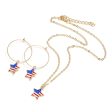 18K Gold-Plated American Flags Star Necklace & Earring Set Fashion