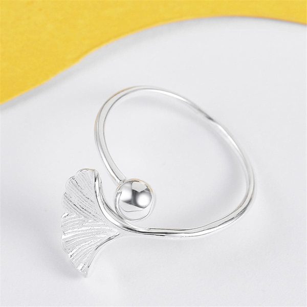 Sterling Silver Gingko Leaf Bypass Ring Online now