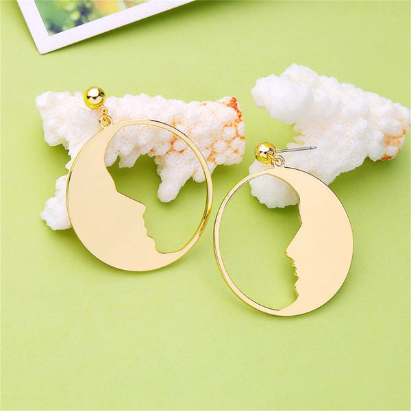 18K Gold-Plated Open Face Drop Earrings Cheap