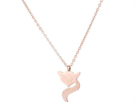 18K Rose Gold-Plated Frosted Fox Pendant Necklace Discount