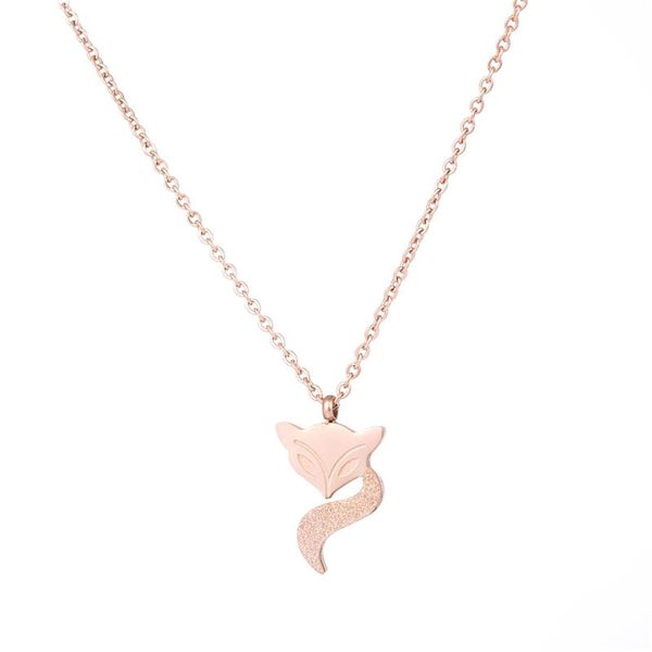 18K Rose Gold-Plated Frosted Fox Pendant Necklace Discount