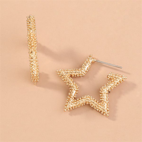 18K Gold-Plated Open Star Huggie Earrings Online now