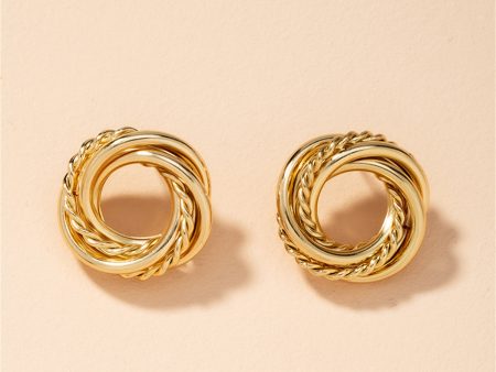 18K Gold-Plated Open Twine Stud Earrings Sale