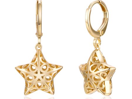 18K Gold-Plated Filigree Star Huggie Earrings Supply