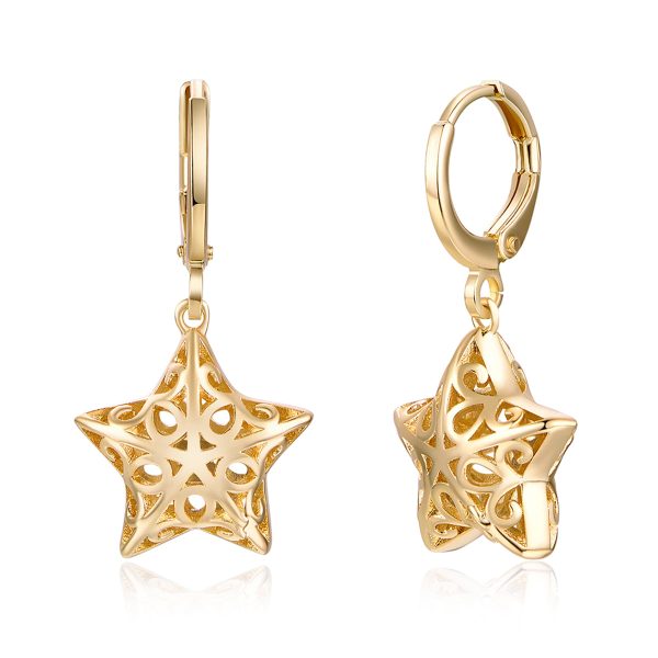 18K Gold-Plated Filigree Star Huggie Earrings Supply