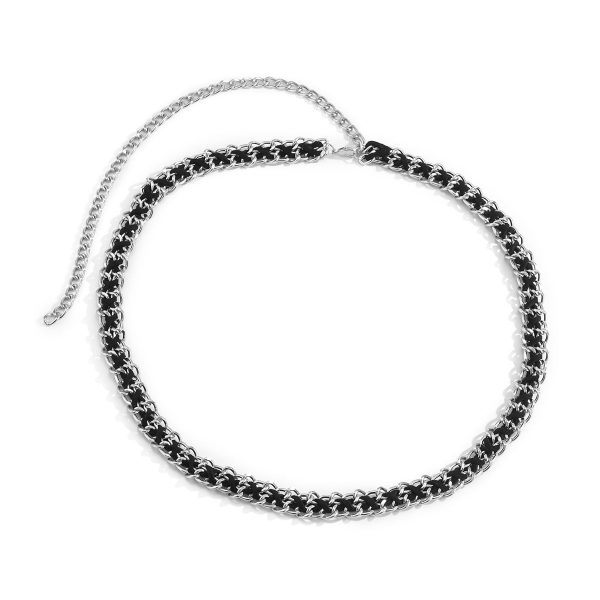 Black Velvet & Silver-Plated Waist Chain Fashion