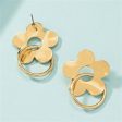 18K Gold-Plated Flower Circle Drop Earrings Fashion