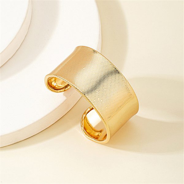 18K Gold-Plated Textured Cuff Bracelet For Sale