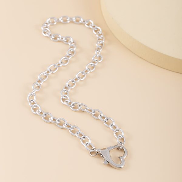 Silver-Plated Heart Clasp Chain Necklace Online Hot Sale