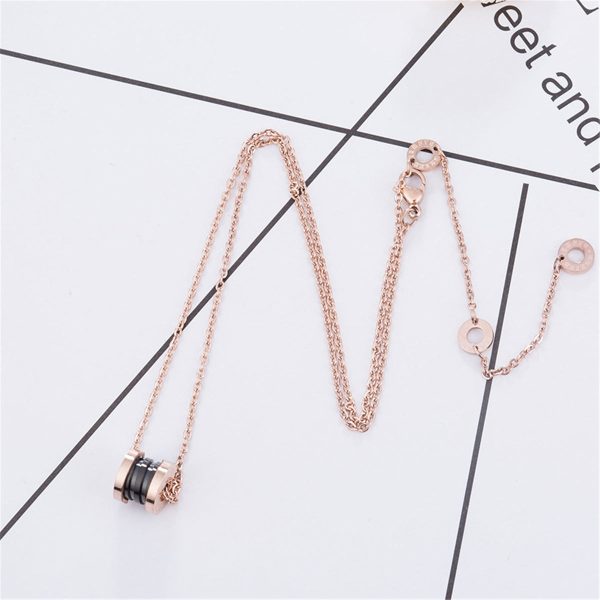 Black Acrylic & 18K Rose Gold-Plated Coil Pendant Necklace Supply