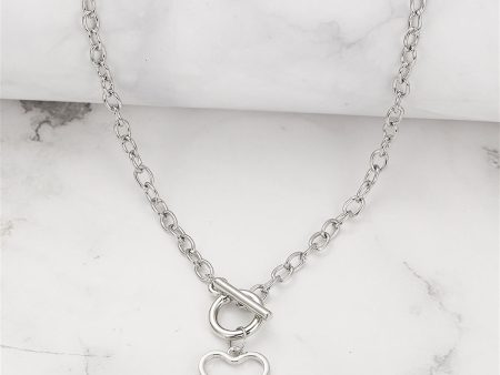 Silver-Plated Open Heart Toggle Pendant Necklace Online now