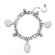 Stainless Steel Oval Patron Saints Charm Bracelet on Sale