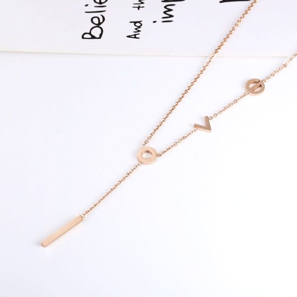 18K Rose Gold-Plated  Love  Lariat Necklace on Sale