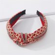 Red & Beige Geometric Knot-Accent Hard Headband Online Sale