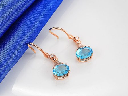 Sky Blue Crystal Oval Drop Earrings Online now