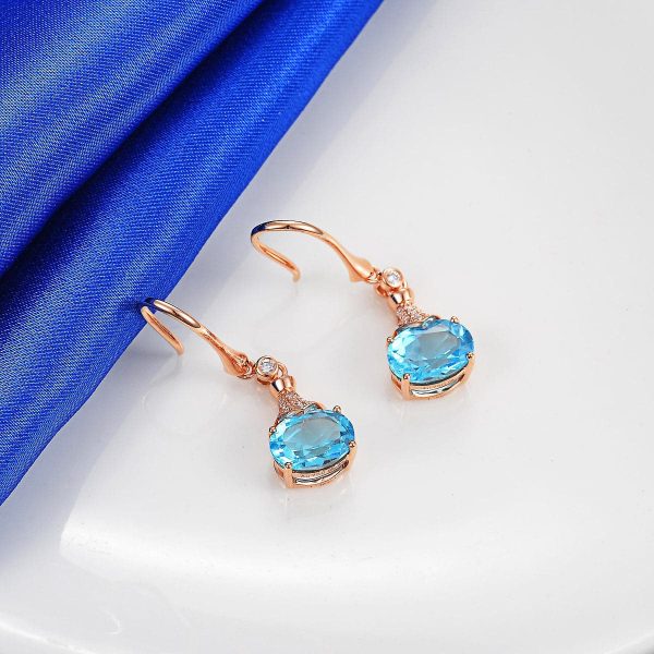 Sky Blue Crystal Oval Drop Earrings Online now