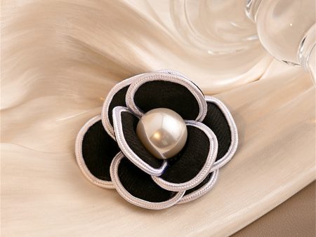 Black & White Camellia Brooch Online Hot Sale