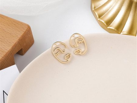 18K Gold-Plated Abstract Face Stud Earrings Online