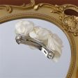 Silver-Plated & White Cloth Rose Hair Clip Discount