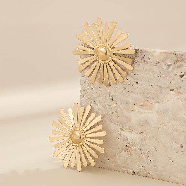 18K Gold-Plated Floral Stud Earrings Online now