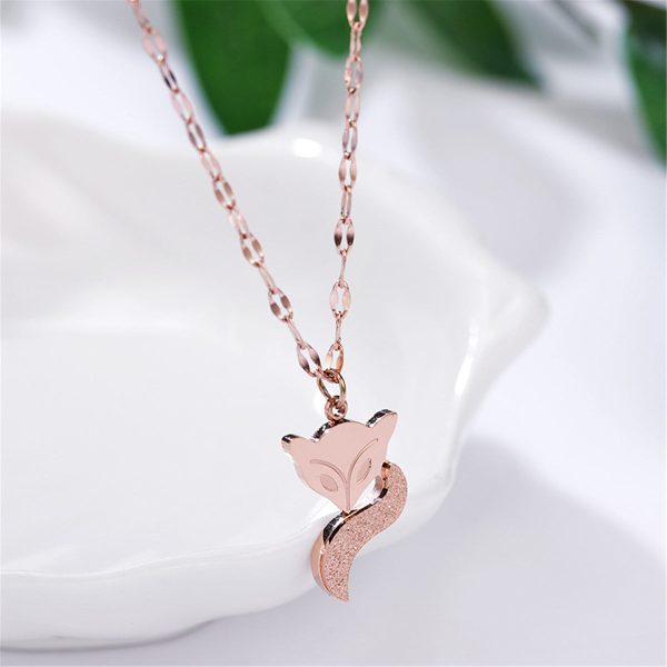 18K Rose Gold-Plated Fox Pendant Necklace Online