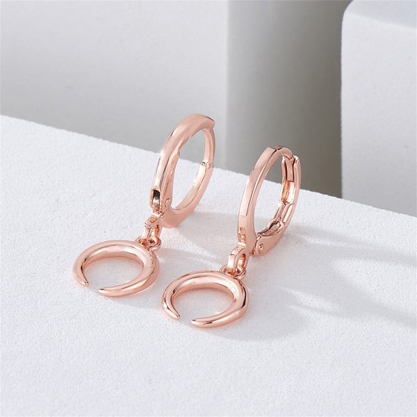 18K Rose Gold-Plated Moon Huggie Drop Earrings Supply